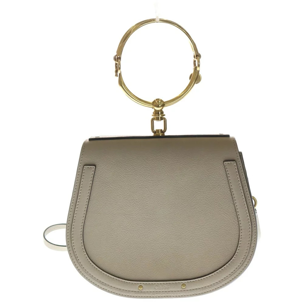 Chloe Bracelet Bag Shoulder Handbag Beige Leather